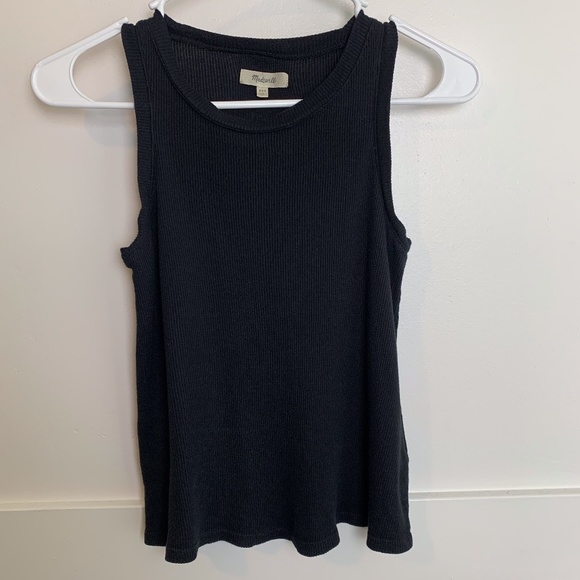 Madewell Black Ribbed Tank Top - Picture 1 of 5